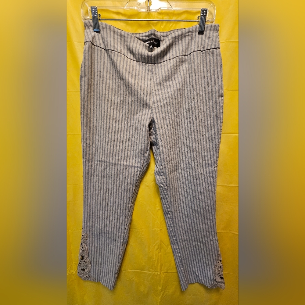 JEANNA ROSE woman's tan & blue stripe pants 10